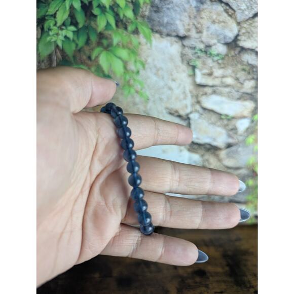 Dark Blue Fluorite Crystal beaded bracelet witch crystal Goth dark romantic fae - Picture 3 of 3